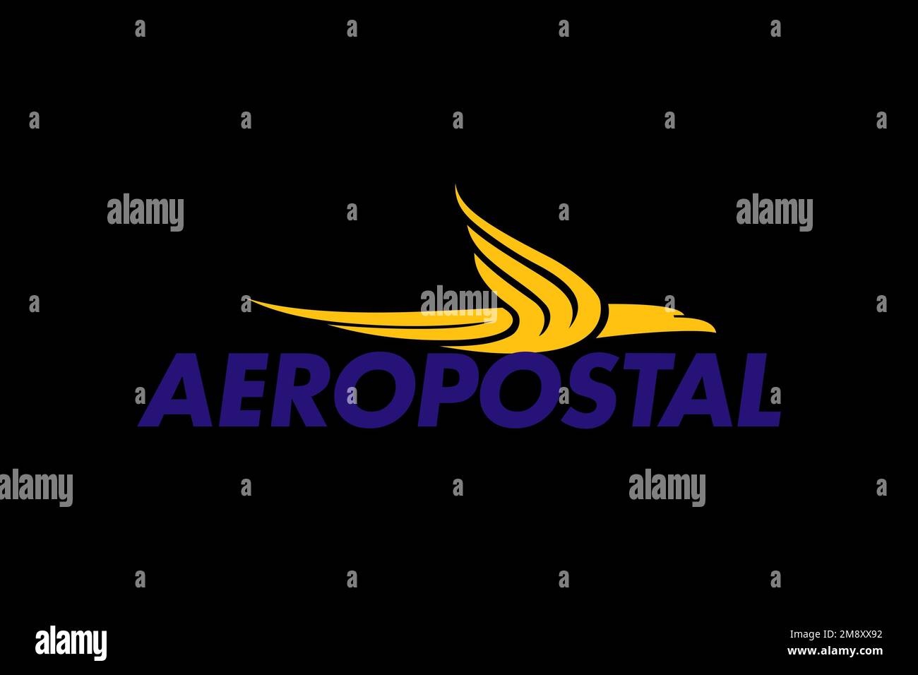 Aeropostal Alas de Venezuela, Logo, schwarzer Hintergrund Stockfoto