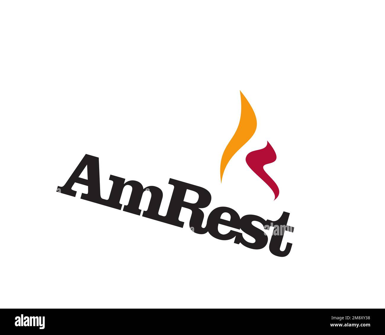 AmRest, gedrehtes Logo, weißer Hintergrund B Stockfoto