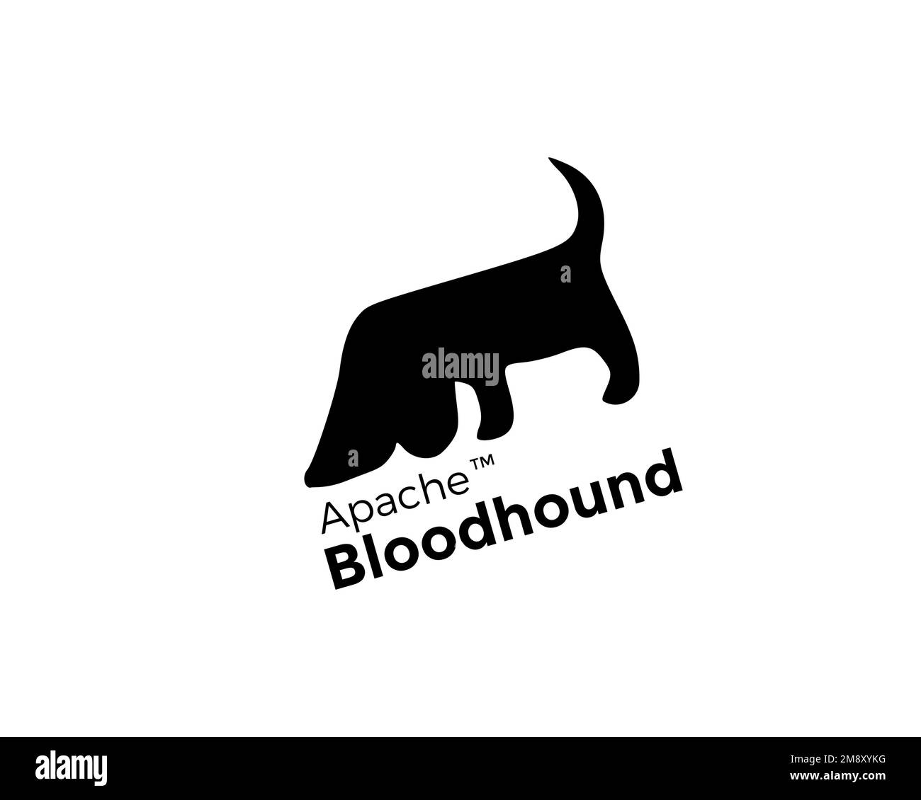 Apache Bloodhound, Gedrehtes Logo, Weißer Hintergrund Stockfoto