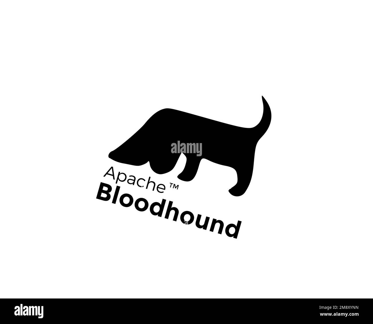 Apache Bloodhound, gedrehtes Logo, weißer Hintergrund B Stockfoto
