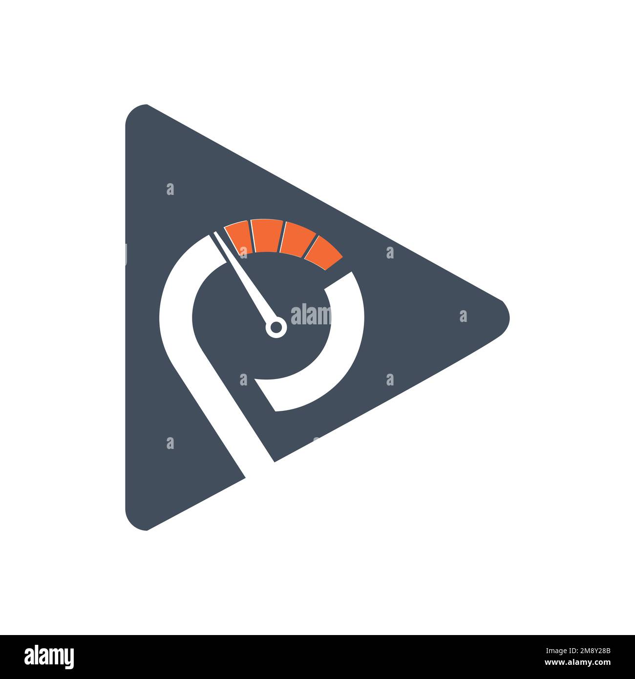 P Tachometer Wiedergabeliste Logo und Vektorsymbol Stockfoto