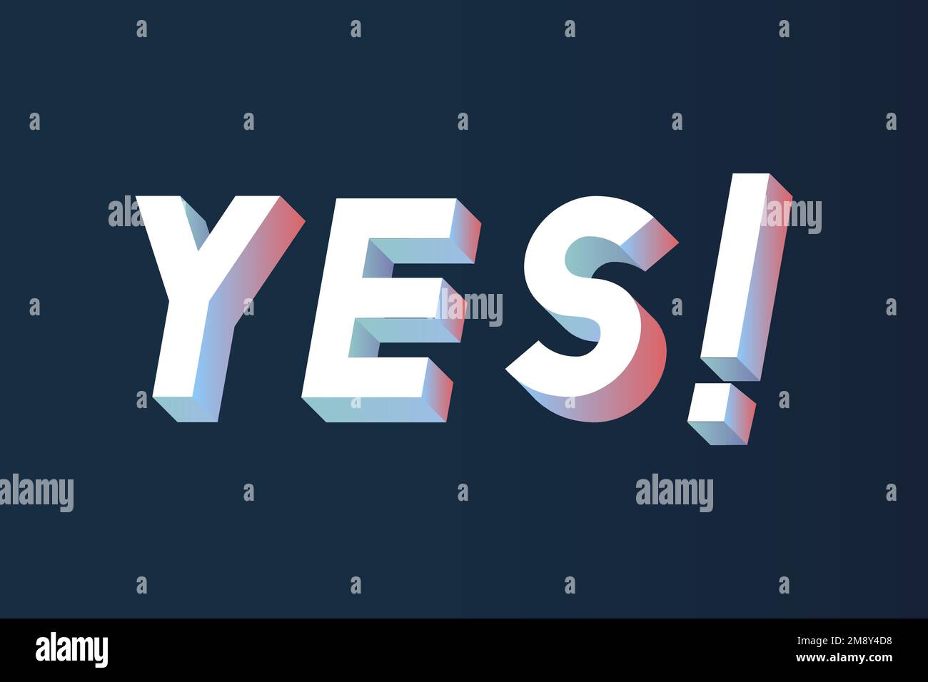Isometrisches Wort Ja Typografie auf schwarzem Hintergrund Vektor Stock Vektor