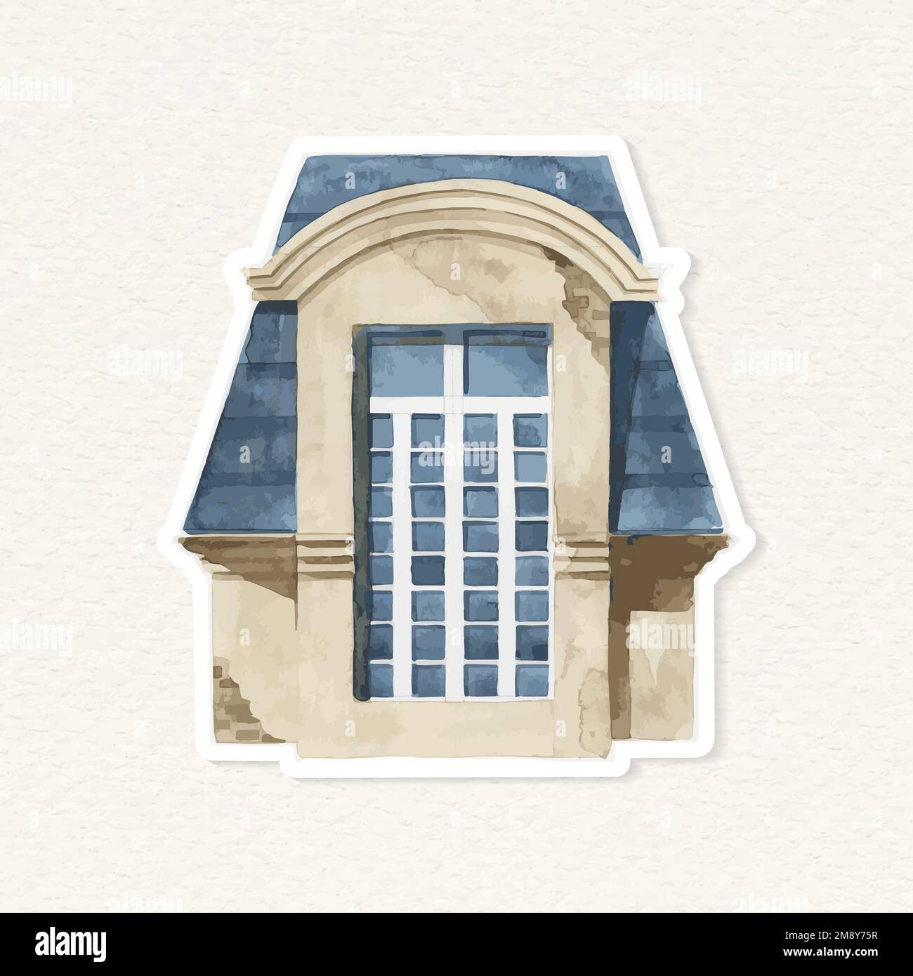 Vector Aquarell Vintage handgezeichnete europäische Fensterarchitektur Stock Vektor