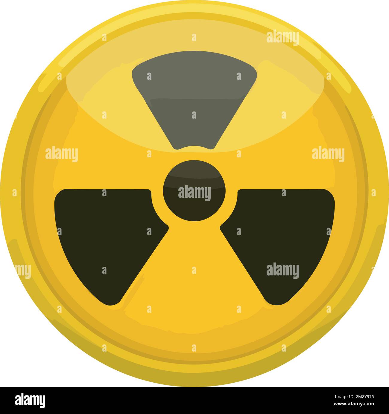 Gelbes und schwarzes minimalistisches Symbol für nukleare Gefahrenwarnung Stock Vektor
