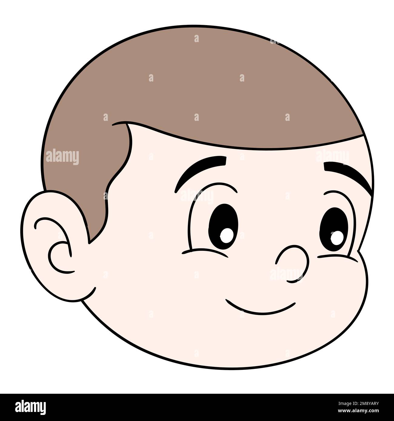 Ein männliches Emoticon mit gekürztem Haar lächelt freundlich. vektordesign-Illustrationen Stock Vektor