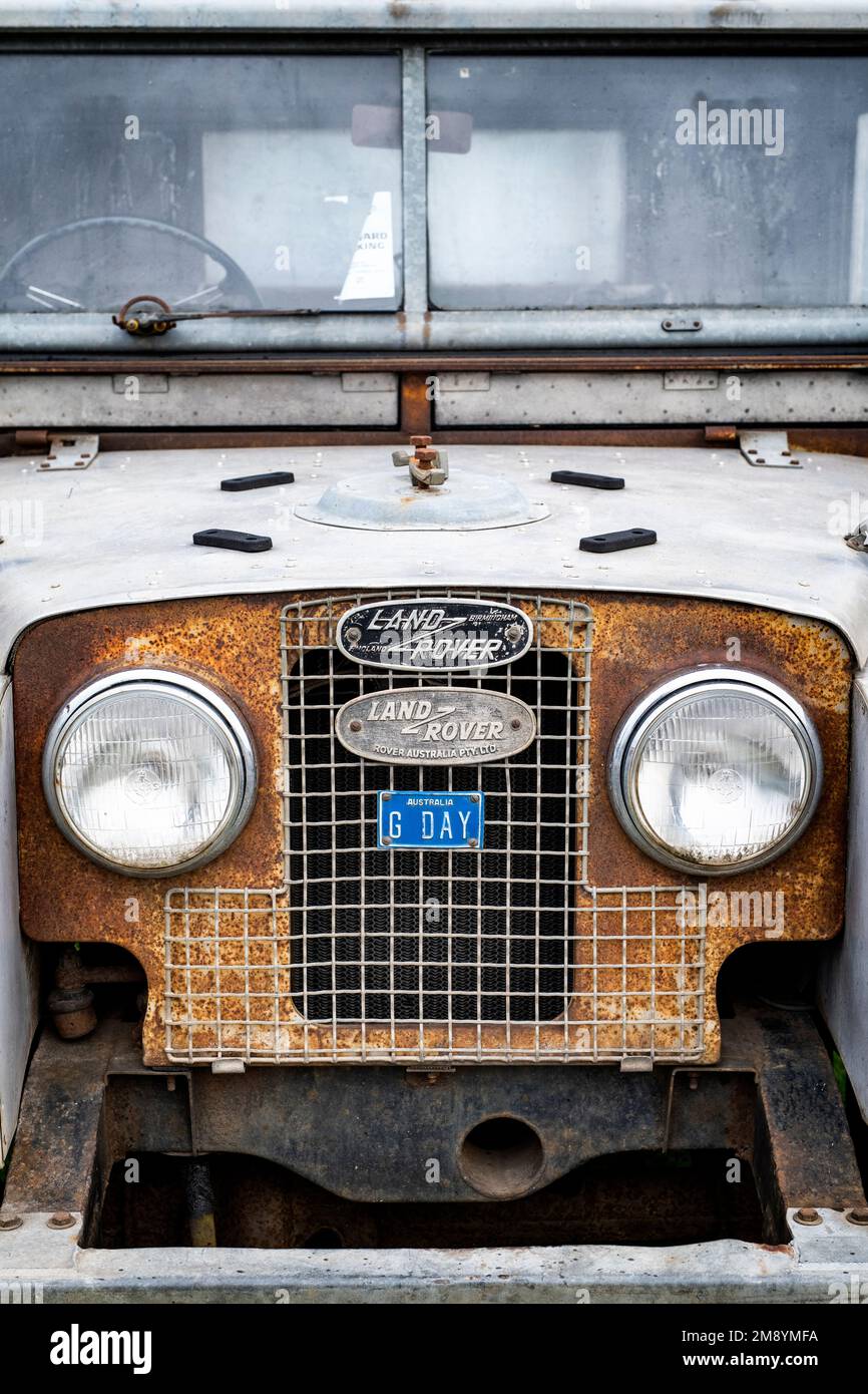 Vintage 1957 Land Rover 109 im Bicester Heritage Centre, sonntagsveranstaltung. Bicester, Oxfordshire, England Stockfoto