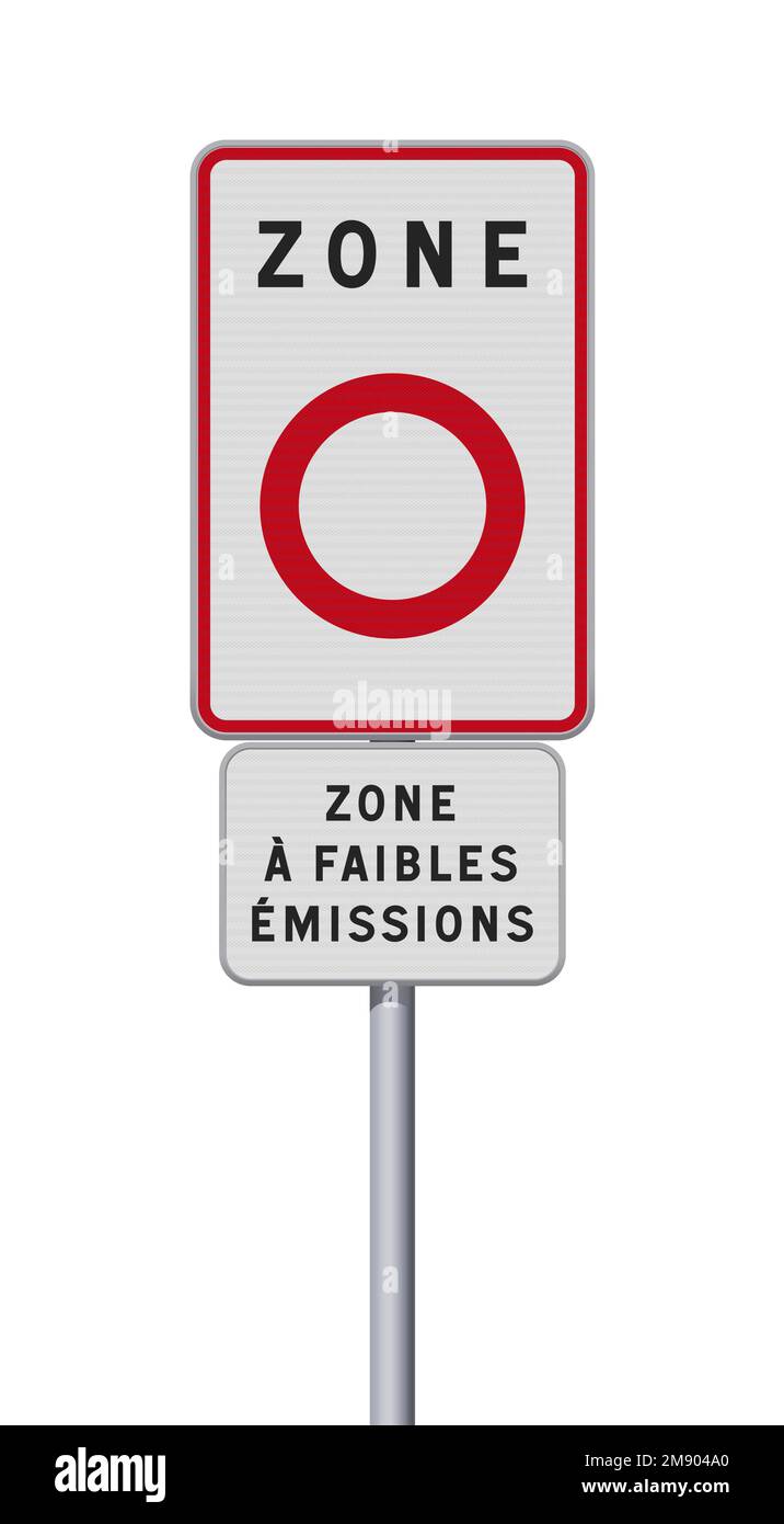 Vektordarstellung des Straßenschilds „Zone A Faibles Emissions“ (Niedrigemissionszone auf Französisch) Stock Vektor