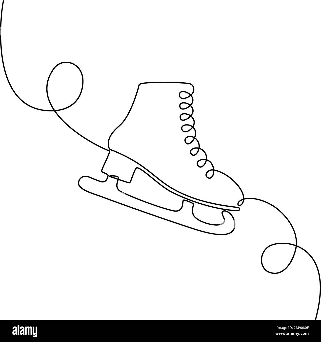 Durchgehende einzeilige Zeichnung von Schlittschuhlaufen. Vektordarstellung Stock Vektor