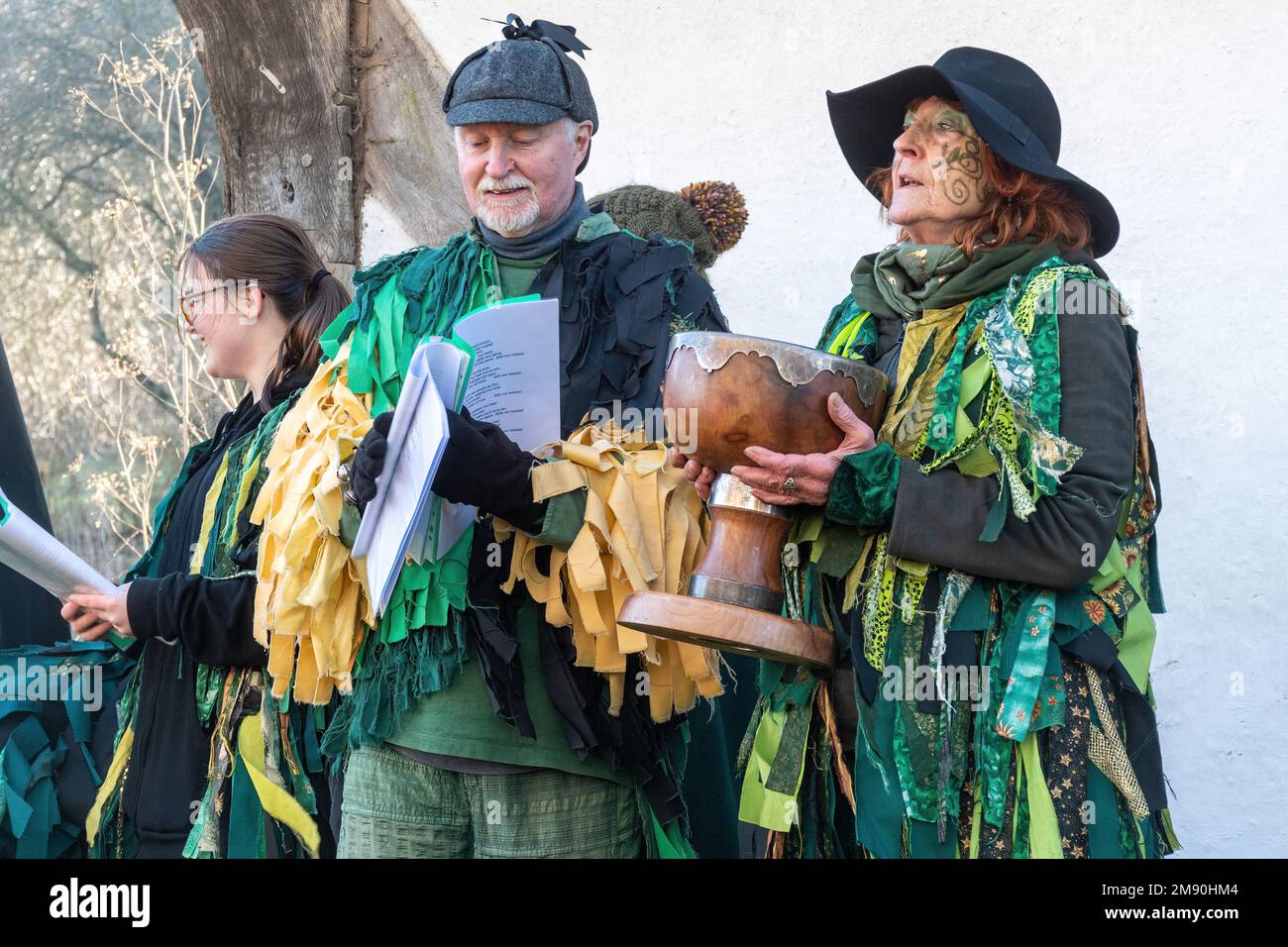 Wassailing-Veranstaltung im Weald and Downland Living Museum, Januar 2023, West Sussex, England, Großbritannien Stockfoto