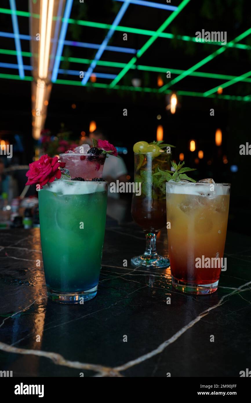 Cocktail und Shots B52 Foto-Lounge-Bar Stockfoto