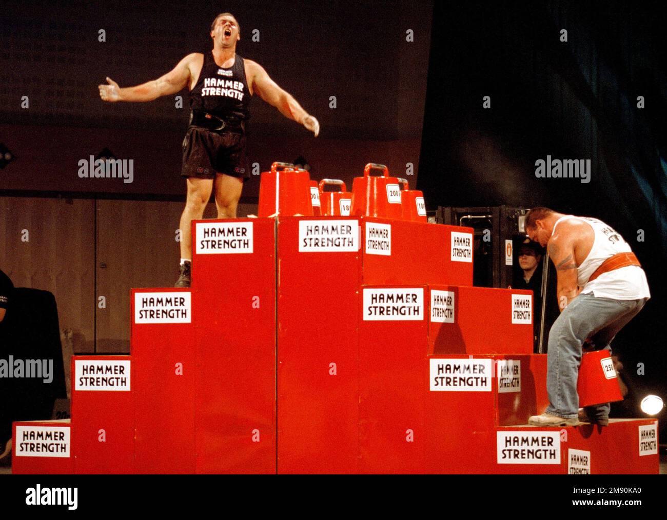 Im Bild: Links: Wout Zijlstra, Nederlands. Richtig: Brian Schoonveld, USA. Power-Treppen. Mit seinem Sieg beim schwedischen Grand Prix hat Magnus Samuelsson die Superserie der IFSA gewonnen. Samuelsson sammelte während der einjährigen Superserie die meisten Punkte. Hugo Girard an zweiter Stelle, gefolgt von Svend Karlsen und Brian Schoonveld. Svend und Hugo sind tatsächlich auf dem zweiten Platz, von Hugo erhält den zweiten Platz, seit er einen Superserie-Wettbewerb gewonnen hat, während Svend es nicht getan hat. Foto: Jeppe Gustafsson Stockfoto