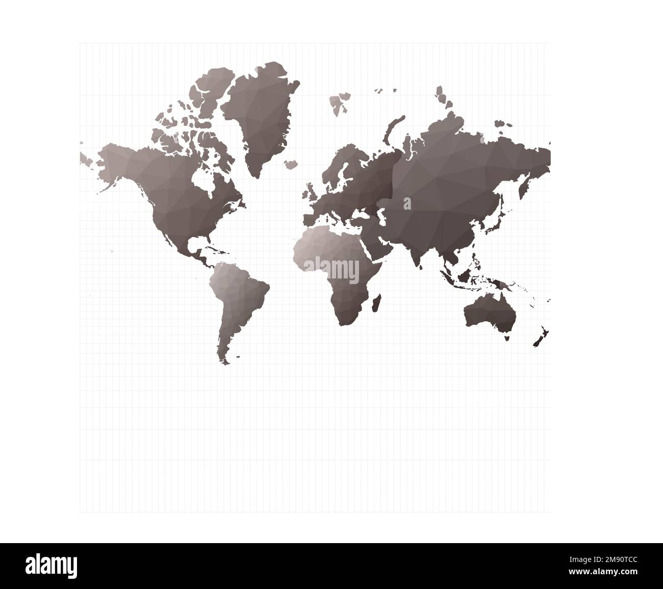 Weltkarte. Mercator-Projektion. Malerische Vektordarstellung. Stock Vektor