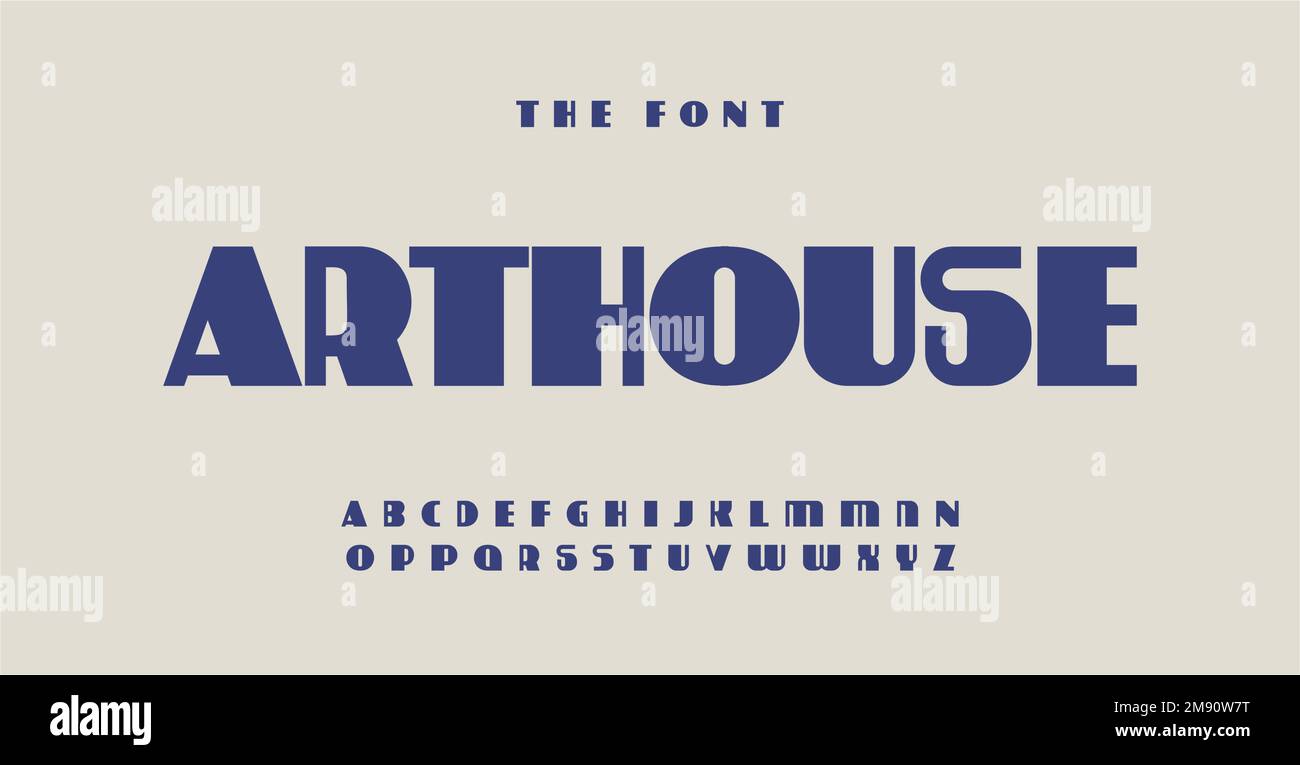 Alphabet im Arthouse-Stil, klassische Jugendstil-Buchstaben, alte Avantgarde-Schrift für Retro-Filmlogo. Die 60s- und 70s-Typografie, eindeutige Schlagzeilen Stock Vektor