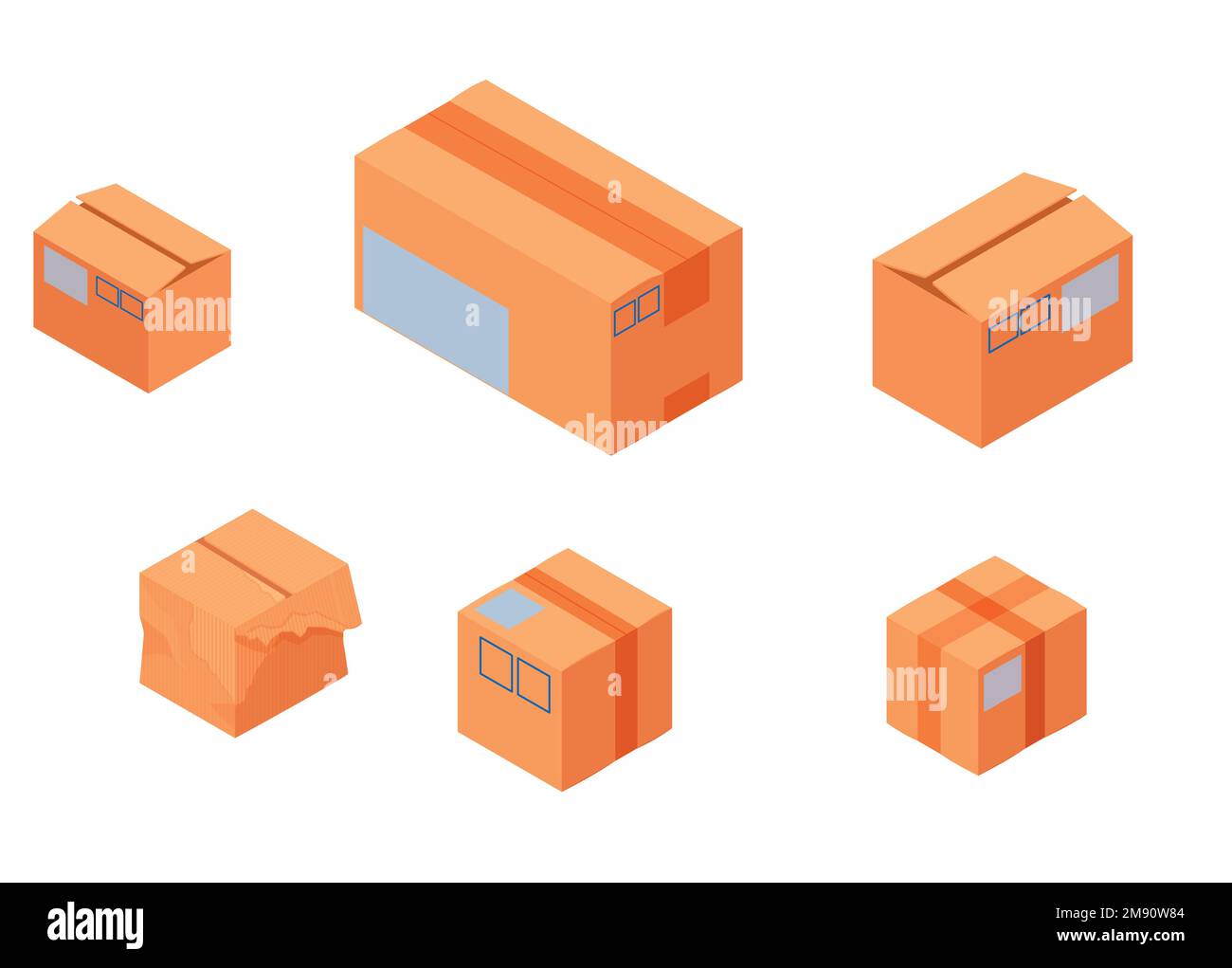 Lieferung Drohnen tragen und stapeln Boxen isometrische Illustration. Weiße moderne Quadrocopter Schiff sortieren gelbe Box. Stock Vektor