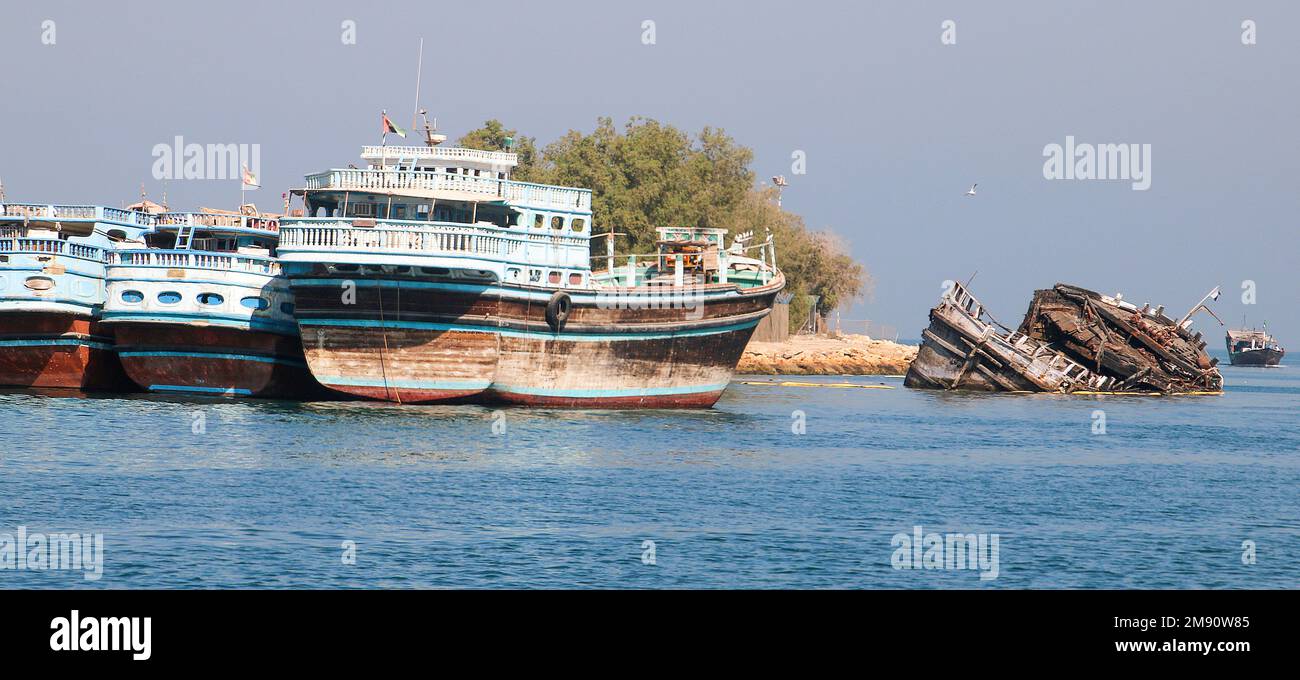 Die Einrichtungen im Port Khalid in Sharjah, Vereinigte Arabische Emirate. Stockfoto