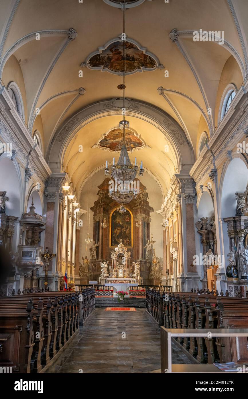 St. James Parish Church Barockgebäude in Ljubljana, Slowenien. Stockfoto