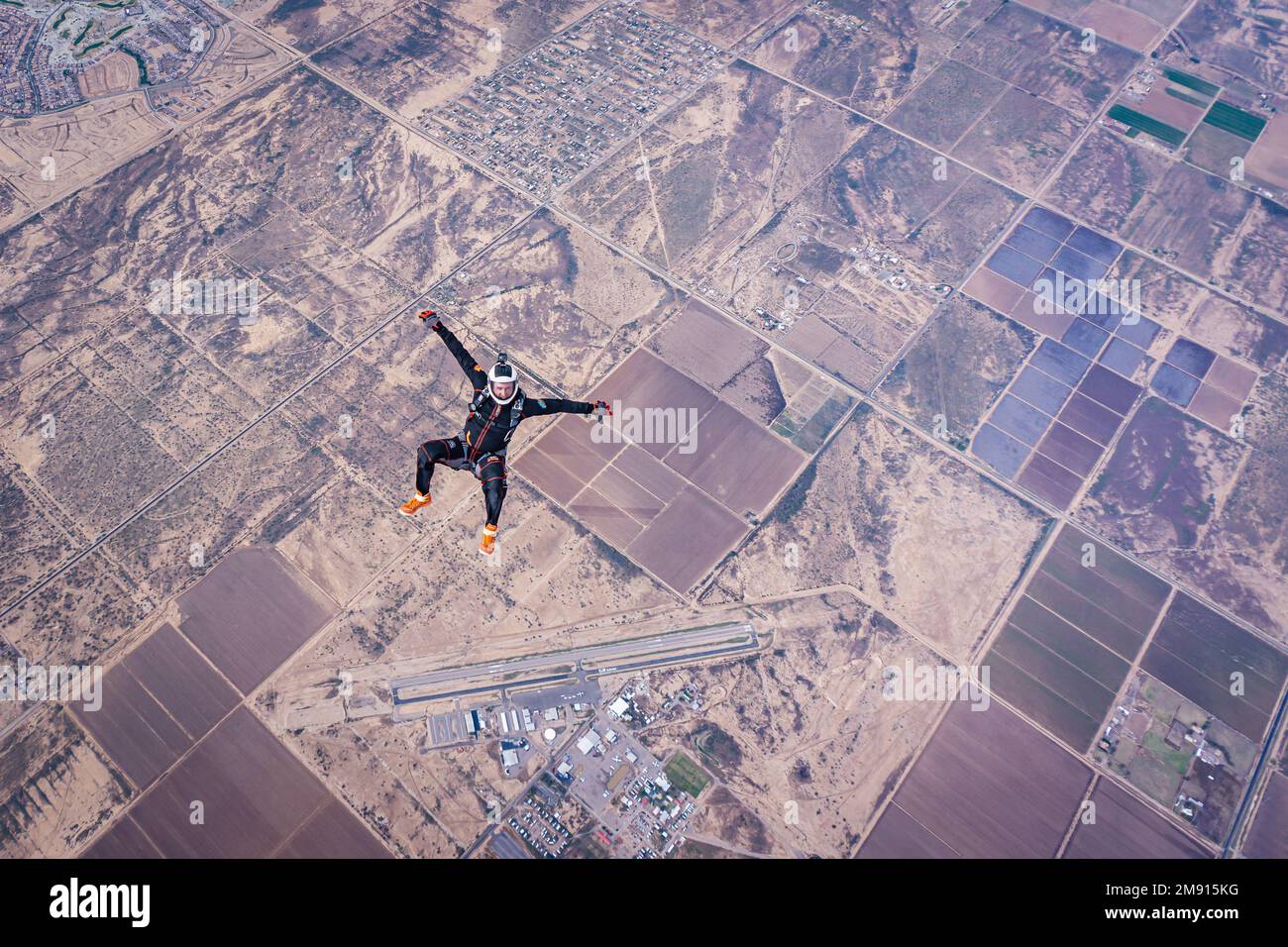 Chris Fountain Freiflug über Skydive Arizona Stockfoto