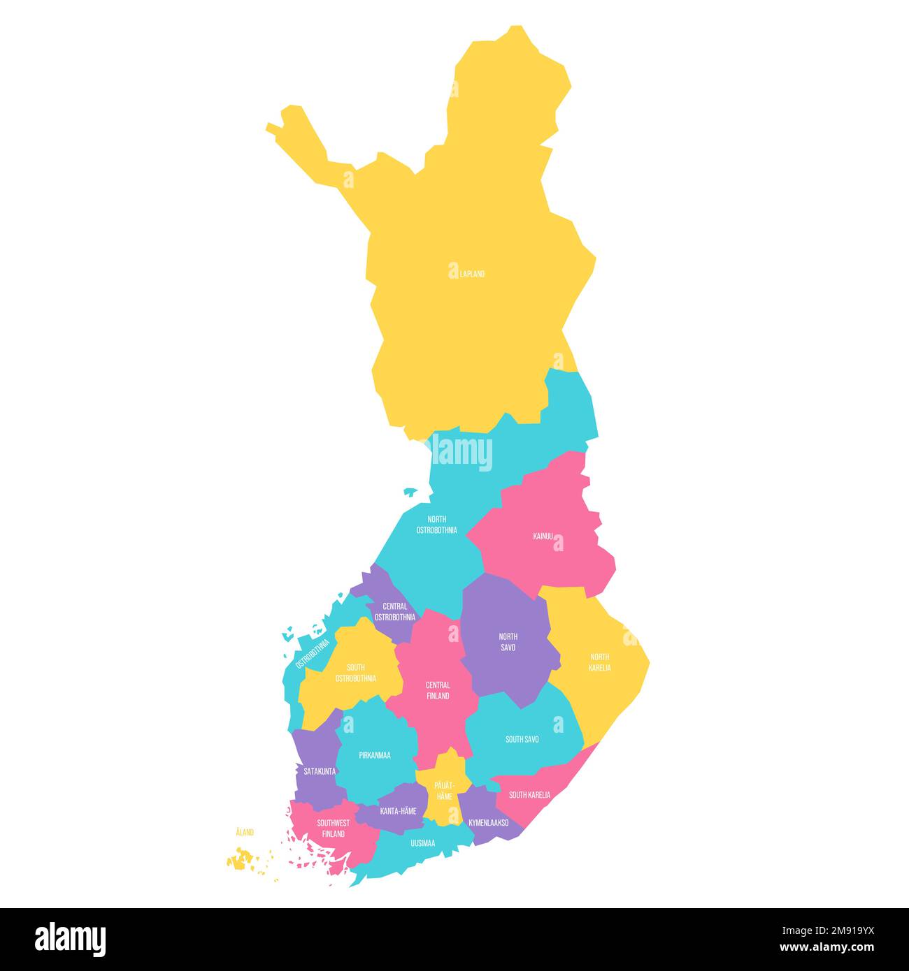 Finnische Politische Karte Der Verwaltungsabteilungen Regionen Und