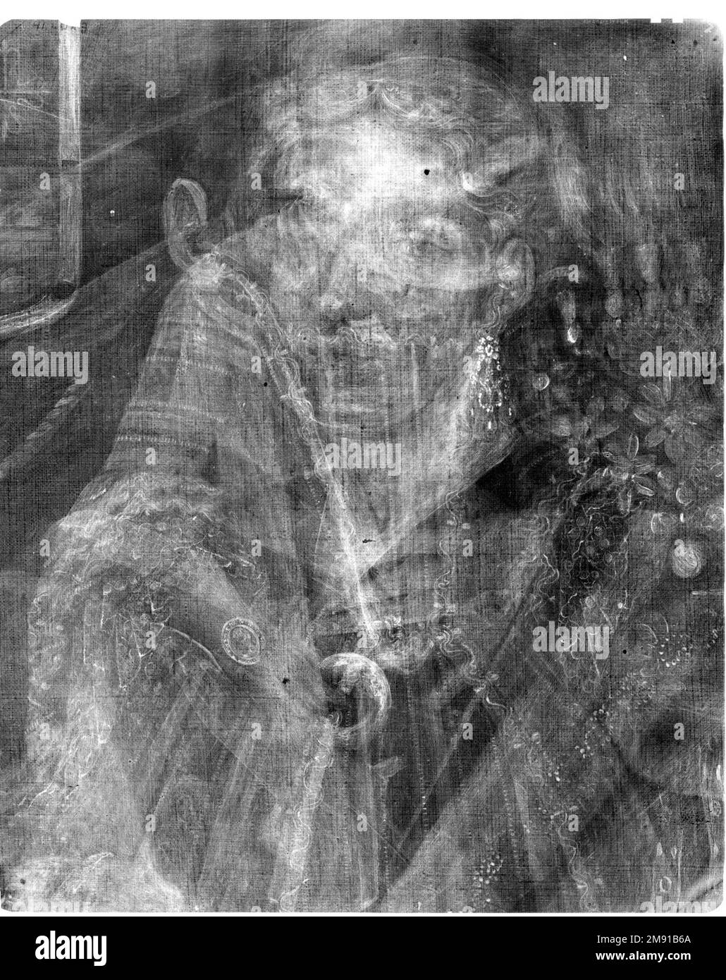 Doña Josefa de la Cotera y Calvo de la Puerta, Marquesa von Rivas Cacho Mexican. Doña Josefa de la Cotera y Calvo de la Puerta, Marquesa von Rivas Cacho, 1816. Öl auf Segeltuch, 33 x 25 1/2 Zoll (83,8 x 64,8 cm). Um ihren Platz im kaiserlichen System zu erklären und zu legitimieren, stellte die spanische amerikanische Elite Titel und Wappen in Porträts als stolze Zeichen des Ranges auf. Hier erscheint neben dem Wappen ihrer Familie die in Mexiko-Stadt mit Diamanten und Perlenohrringen geschmückte marquesa von Rivas Cacho (ein Begriff, der für einheimische Kolonien europäischer, insbesondere spanischer Abstammung, verwendet wird). Eur Stockfoto