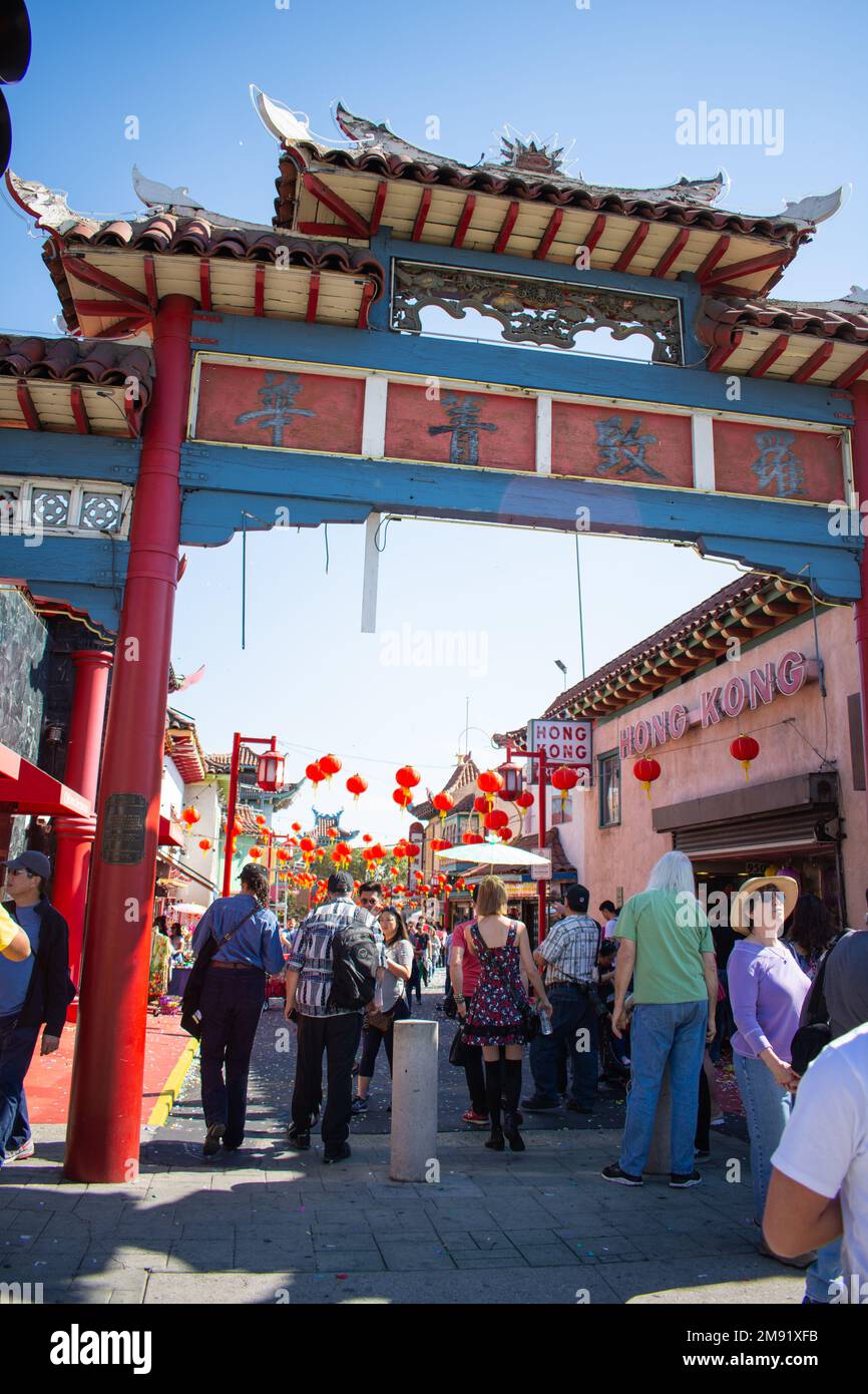 Das chinesische Neujahrsfest, bei dem viele an den Feierlichkeiten und kulturellen Feierlichkeiten teilnehmen werden. Stockfoto