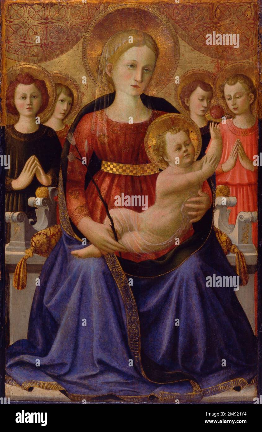 Jungfrau und Kind mit vier Engeln und dem Erlöser Zanobi Strozzi (Italienisch, Florenz, 1412-1468). Jungfrau und Kind mit vier Engeln und dem Erlöser, ca. 1450 Zoll Tempera und Gold auf Platte, 31 x 20 1/4 Zoll (78,7 x 51,4 cm). Europäische Kunst ca. 1450 Stockfoto