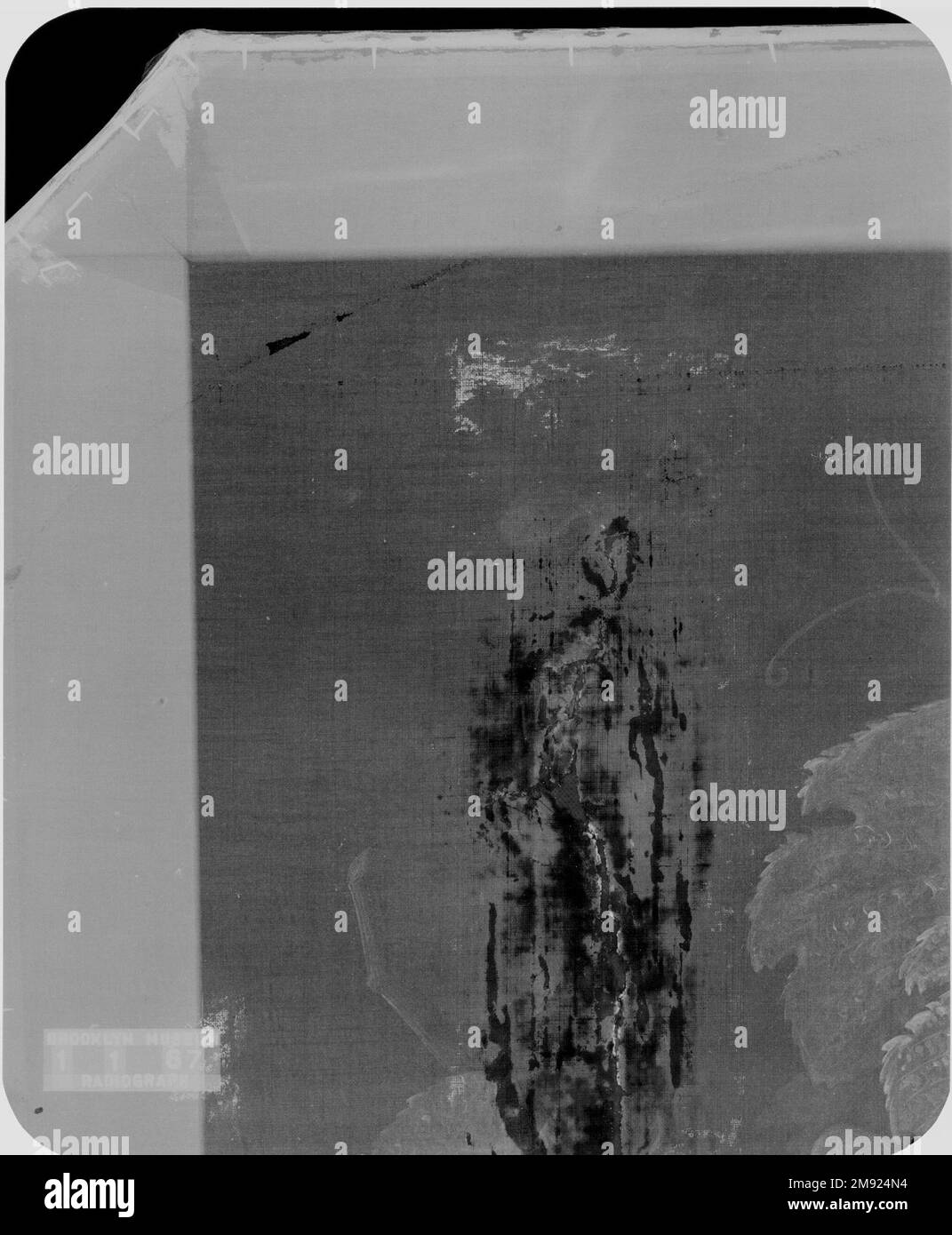 Stillleben mit Früchten Severin Roesen (Amerikaner, geboren in Deutschland, ca. 1815-nach 1872). Stille Leben mit Obst, ca. 1860. Öl auf Leinwand, 40 1/16 x 50 1/8 Zoll (101,7 x 127,3 cm). Mitte des neunzehnten Jahrhunderts erlebte Still-Gemälde im Nordosten der Vereinigten Staaten eine Wiederbelebung. Severin Roesen arbeitete nach niederländischen Modellen, die eine Vielzahl von Früchten und Blumen darstellten, und kultivierte eine beliebte Anhängerschaft bei der deutschen Gemeinde in Pennsylvania. Diese Komposition, eine seiner aufwändigsten, stellt eine große Anordnung verschiedener Früchte dar, ein Vogelnest und ein fein bemaltetes Glas aus w Stockfoto