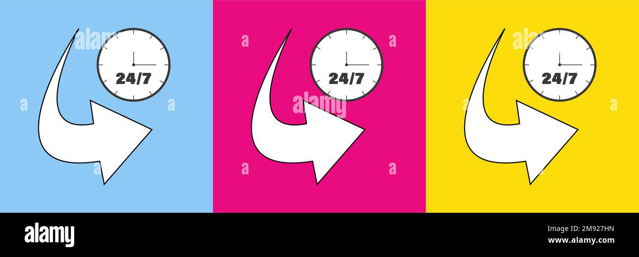 24-7 offenes Konzept. Poster für Support-Services Stock Vektor