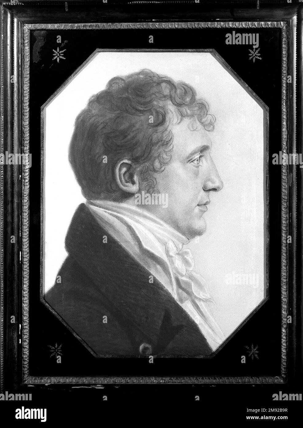 James Alexander Fulton vom Mount Erin Charles Balthazar Julien Févret de Saint-Mémin (Französisch, 1770-1852, aktiv USA, 1793-1814). James Alexander Fulton von Mount Erin, Kalifornien 1808. Schwarzer Farbstift, Pastellfarben, Holzkohle und weiße Kreide auf Papier, das mit rosafarbener, undurchsichtiger Aquarellfarbe gestrichen und pastellfarben auf Holzpappe befestigt ist, Blatt: 21 5/16 x 15 1/4 cm (54,1 x 38,7 cm). In diesem Porträt eines Inhabers einer Plantage in Virginia erreichte der französische Emigré und der Wanderkünstler Charles de Saint-Mémin seinen präzisen Realismus mit Hilfe einer Physiognotrace, einer mechanischen Vorrichtung zur Verfolgung einer Silhouette. Nach Estelishi Stockfoto