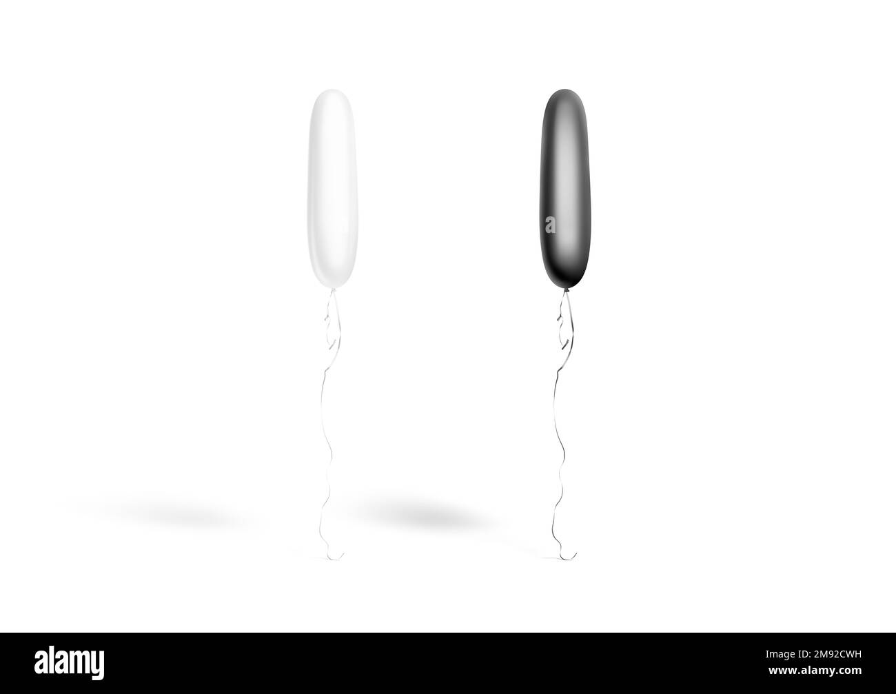 Schwarzweißer, langer Ballon, Flugmodell, Vorderansicht Stockfoto