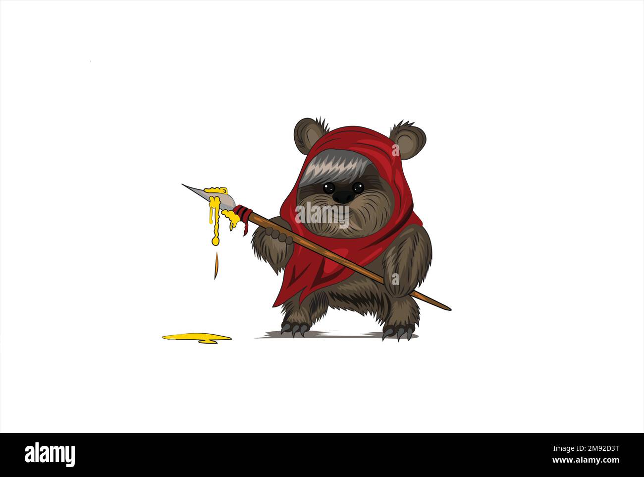 Wicket ewok auf weißem Hintergrund Pro Vector Stock Vektor