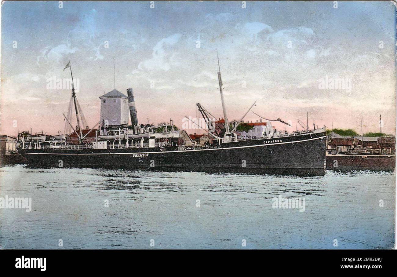 Russisch-amerikanisches Schiff Saratov von Russian North-Western Shipping Company ca. Vor 1917 Uhr Stockfoto