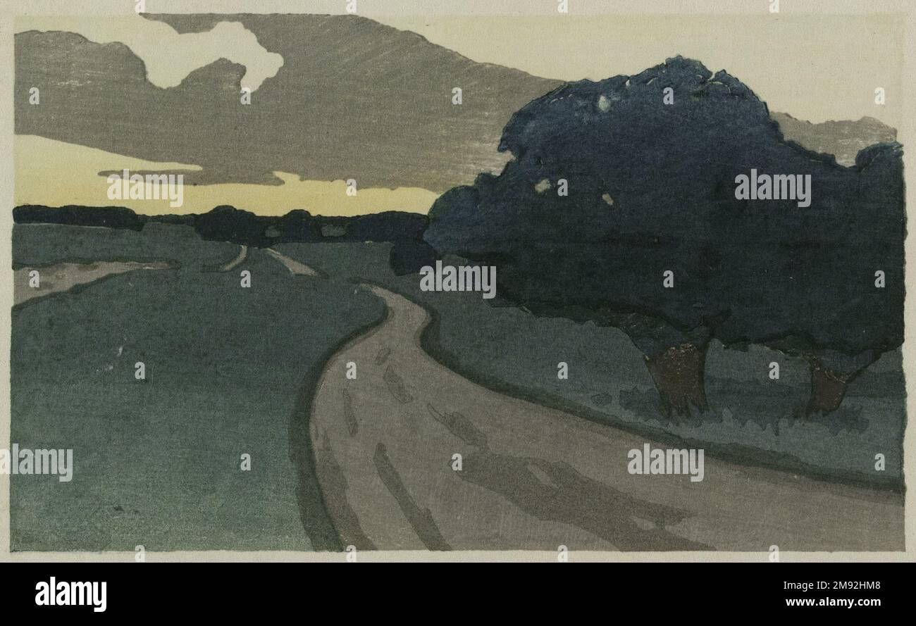 Die Long Road--Argilla Road, Ipswich Arthur Wesley Dow (Amerikaner, 1857-1922). , Ca. 1898. Farbe Holzschnitt, Blatt: 5 3/8 x 8 1/2 Zoll (13,7 x 21,6 cm). Amerikanische Kunst ca. 1898 Stockfoto