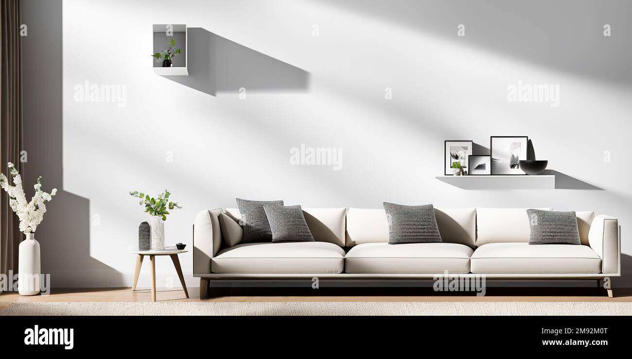 Ein modernes, elegantes und helles Wohnzimmer. Stockfoto