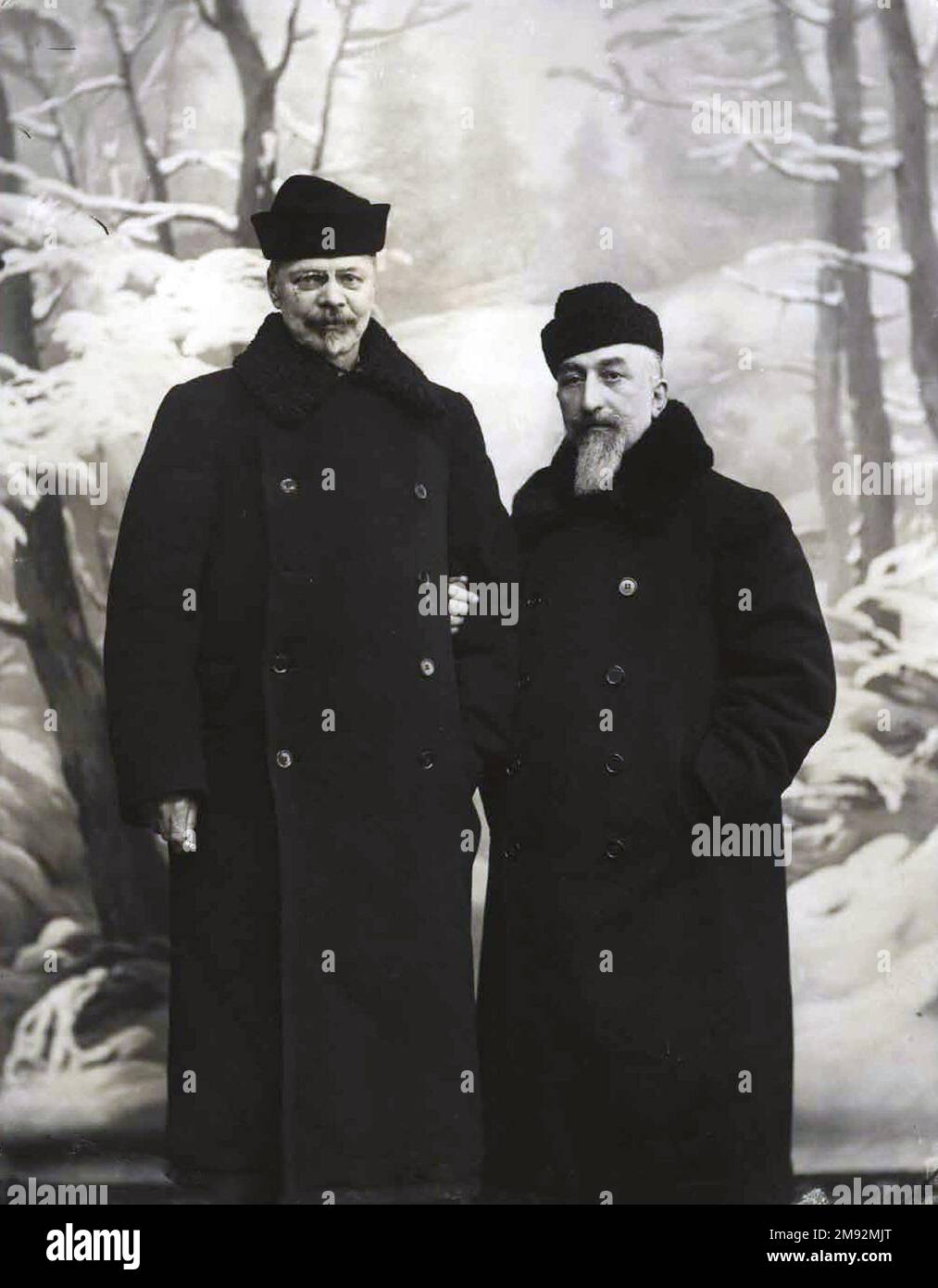 Stellvertreter der III. Staatsduma:Fedor Izmailowitsch Rodichev (links) und Alexander Nikiforowitsch Likhatschow (rechts) ca. Zwischen 1907 und 1912 Stockfoto