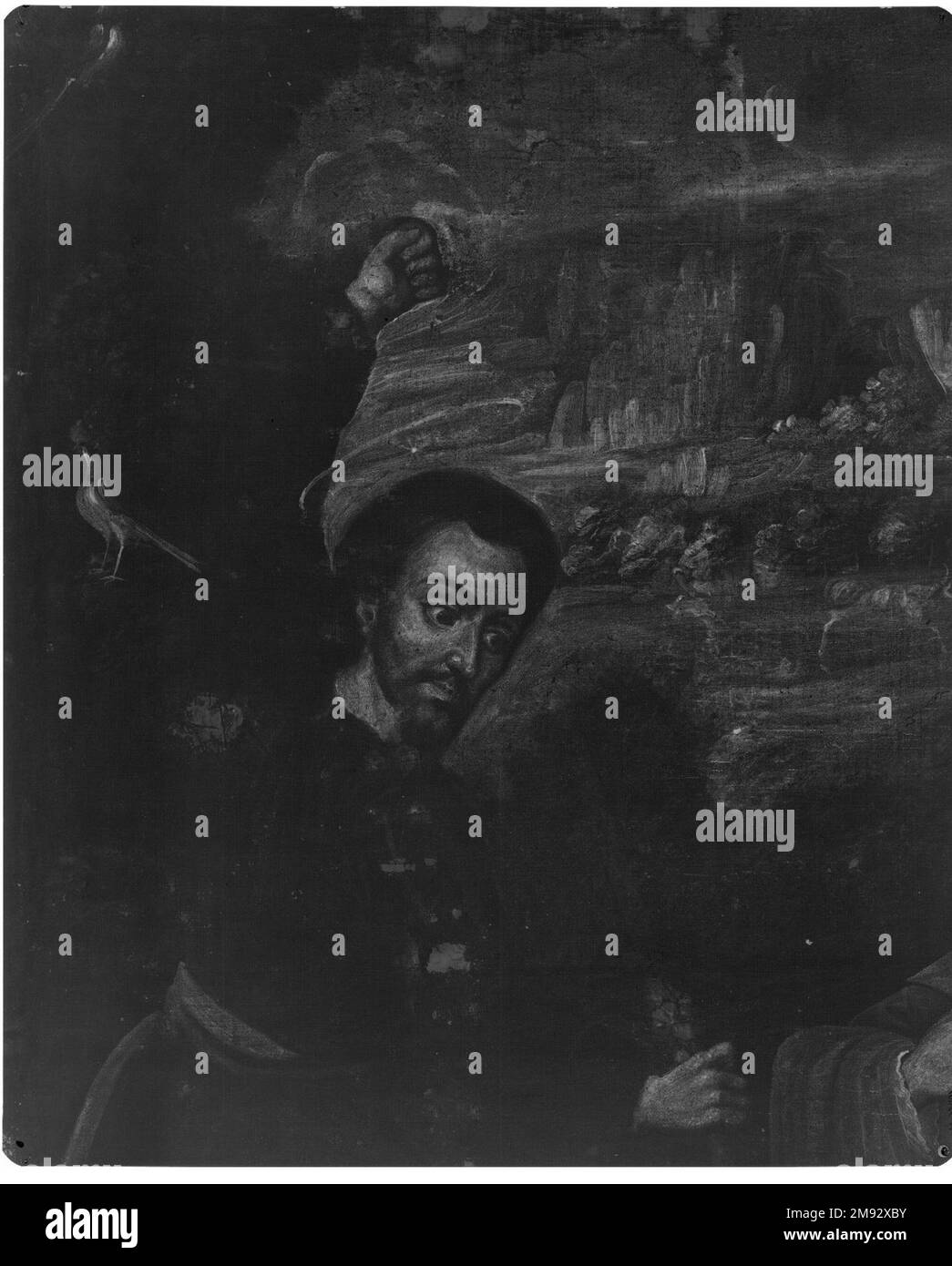 St. Isidore, der Bauer, unbekannt. Saint Isidore, der Bauer, Kalifornien. 1750. Öl auf Leinwand, 31 1/8 x 24 1/4in. (79,1 x 61,6cm). GEMÄLDE IN SPANISCHEN KOLONIALHÄUSERN die enorme Anzahl an Gemälden, die private Sammler im kolonialen spanischen Amerika erworben haben, wird durch Beweise in Testamenten, Mitgift und anderen Dokumenten der damaligen Zeit bestätigt. Von städtischen Zentren bis hin zu Grenzgebieten dekorierten Gemälde von Künstlern aus Europa und der Neuen Welt, die religiöse und säkulare Themen darstellen, die Häuser kreolischer, spanischer Halbinsel, Mestizos (Menschen gemischter Rassen) und indigener Männer und Frauen. Die fünf Anden-Gemälde auf t Stockfoto