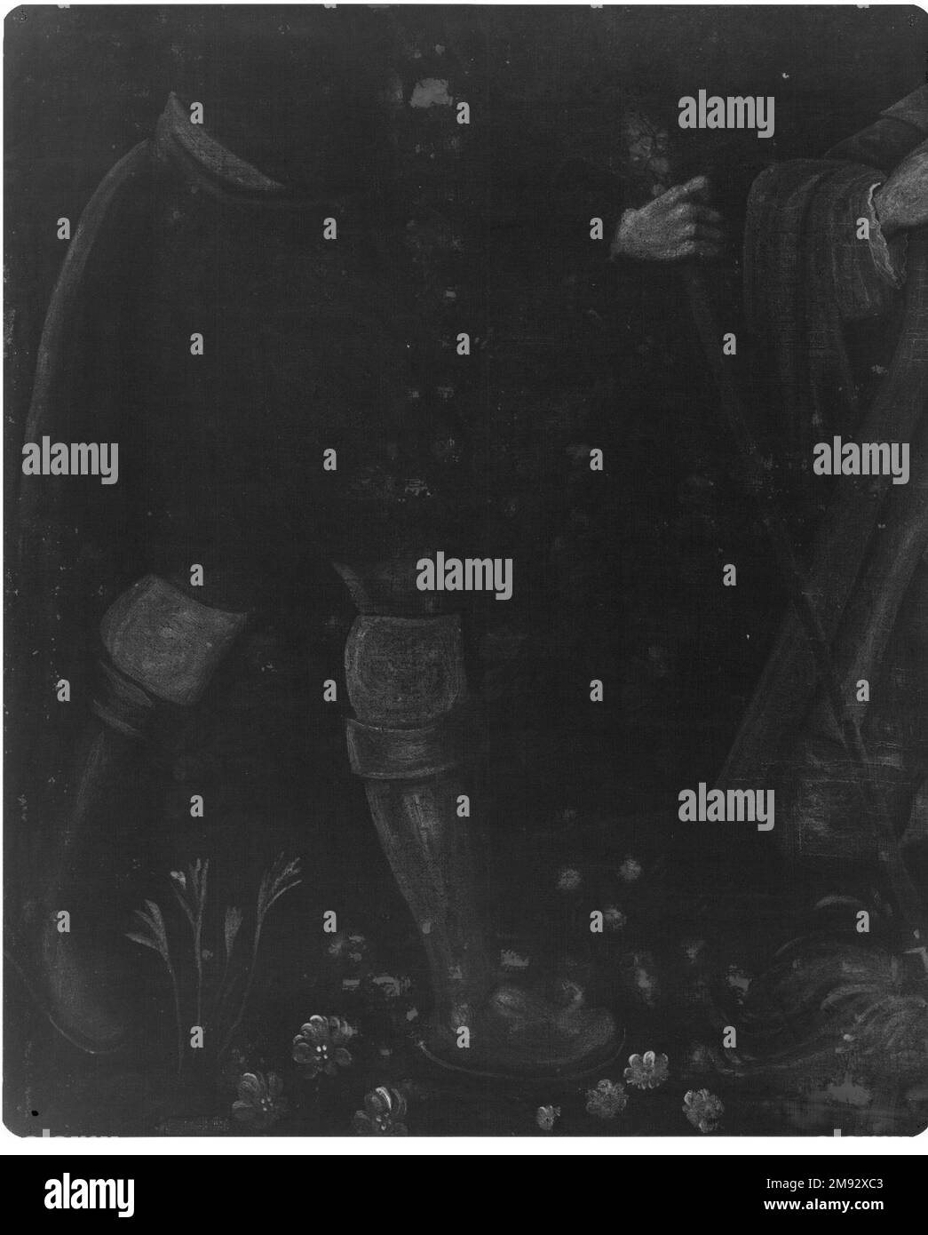 St. Isidore, der Bauer, unbekannt. Saint Isidore, der Bauer, Kalifornien. 1750. Öl auf Leinwand, 31 1/8 x 24 1/4in. (79,1 x 61,6cm). GEMÄLDE IN SPANISCHEN KOLONIALHÄUSERN die enorme Anzahl an Gemälden, die private Sammler im kolonialen spanischen Amerika erworben haben, wird durch Beweise in Testamenten, Mitgift und anderen Dokumenten der damaligen Zeit bestätigt. Von städtischen Zentren bis hin zu Grenzgebieten dekorierten Gemälde von Künstlern aus Europa und der Neuen Welt, die religiöse und säkulare Themen darstellen, die Häuser kreolischer, spanischer Halbinsel, Mestizos (Menschen gemischter Rassen) und indigener Männer und Frauen. Die fünf Anden-Gemälde auf t Stockfoto