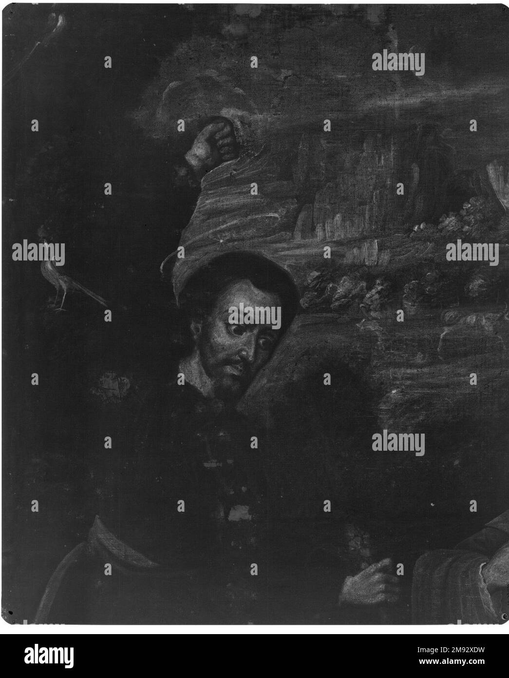 St. Isidore, der Bauer, unbekannt. Saint Isidore, der Bauer, Kalifornien. 1750. Öl auf Leinwand, 31 1/8 x 24 1/4in. (79,1 x 61,6cm). GEMÄLDE IN SPANISCHEN KOLONIALHÄUSERN die enorme Anzahl an Gemälden, die private Sammler im kolonialen spanischen Amerika erworben haben, wird durch Beweise in Testamenten, Mitgift und anderen Dokumenten der damaligen Zeit bestätigt. Von städtischen Zentren bis hin zu Grenzgebieten dekorierten Gemälde von Künstlern aus Europa und der Neuen Welt, die religiöse und säkulare Themen darstellen, die Häuser kreolischer, spanischer Halbinsel, Mestizos (Menschen gemischter Rassen) und indigener Männer und Frauen. Die fünf Anden-Gemälde auf t Stockfoto