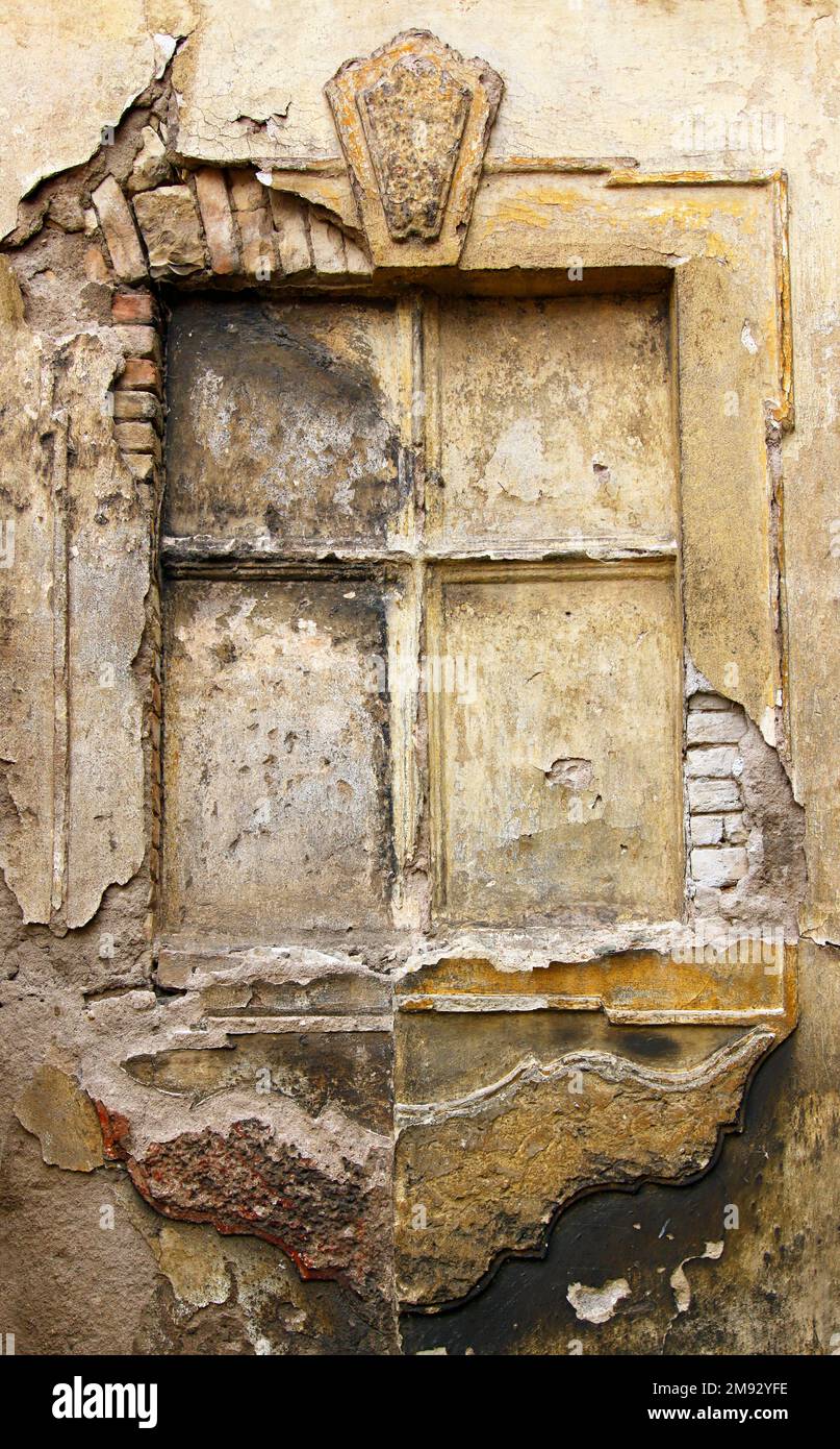 Abstraktes Detail des alten Ziegelfensters Stockfoto