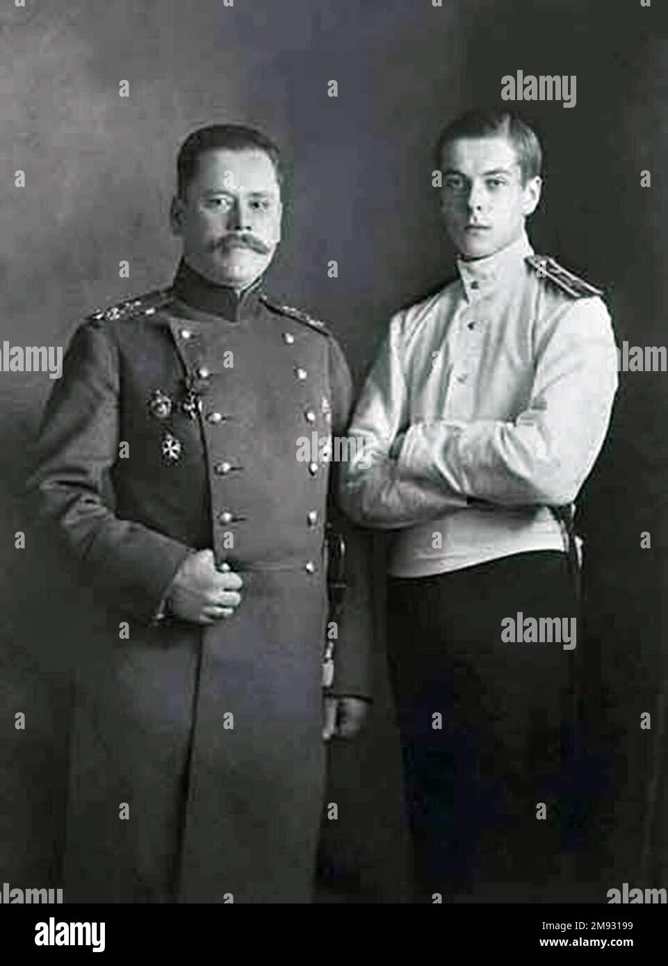 Schüler des Page Corps, Prinz V.P. Paley mit seinem Lehrer Oberst Alexander Nikolaevich Fenu Ca. 1913 Stockfoto