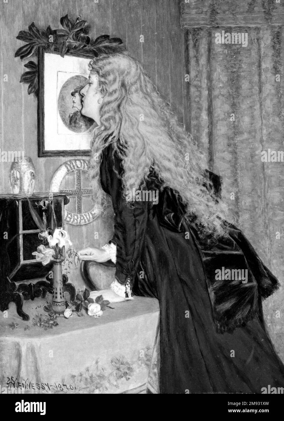 Mon Brave William John Hennessy (Amerikanisch, 1839-1917). Mon Brave, 1870. Öl an Bord, 11 15/16 x 8 15/16 Zoll (30,4 x 22,7 cm). Amerikanische Kunst 1870 Stockfoto