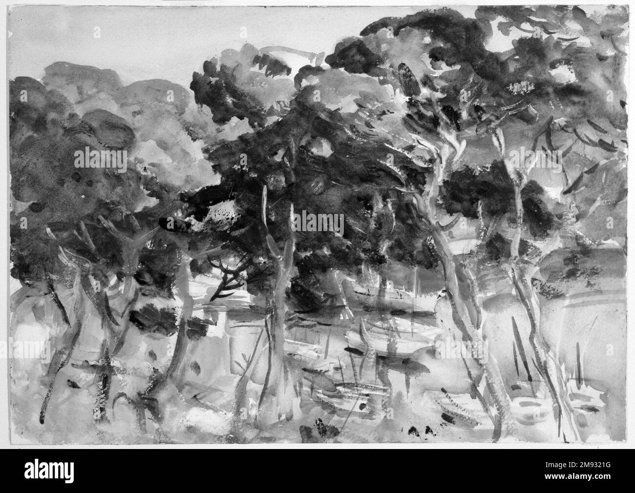 Hafen von Soller John Singer Sargent (Amerikaner, geboren in Italien, 1856-1925). Hafen von Soller, 1908. Lichtundurchlässige und lichtdurchlässige Aquarelle mit Graphitunterzeichnung, 14 x 19 3/8 Zoll (35,6 x 49,2 cm). Amerikanische Kunst 1908 Stockfoto