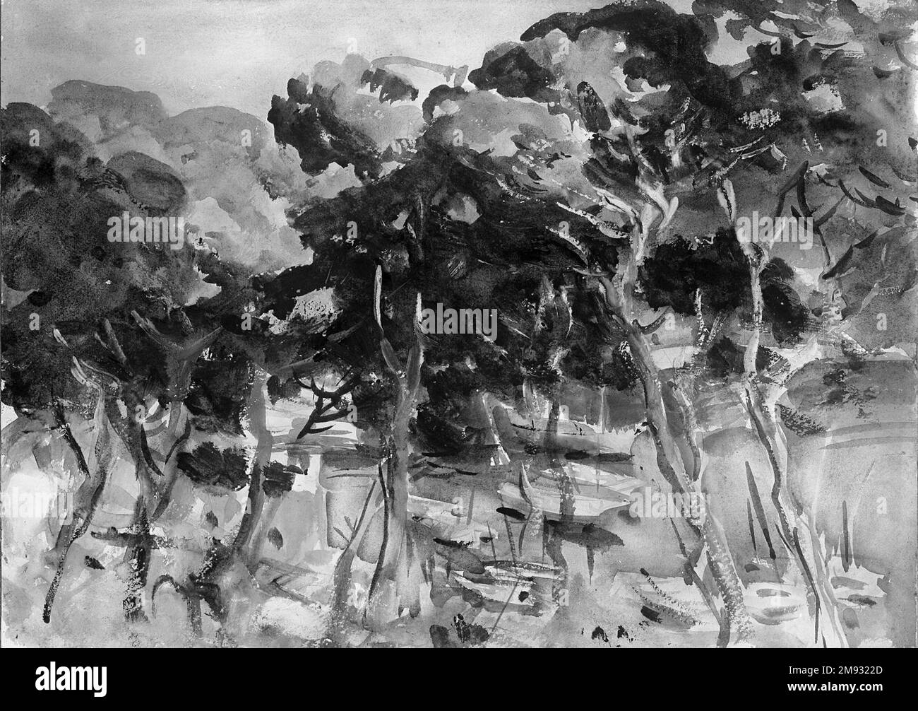 Hafen von Soller John Singer Sargent (Amerikaner, geboren in Italien, 1856-1925). Hafen von Soller, 1908. Lichtundurchlässige und lichtdurchlässige Aquarelle mit Graphitunterzeichnung, 14 x 19 3/8 Zoll (35,6 x 49,2 cm). Amerikanische Kunst 1908 Stockfoto