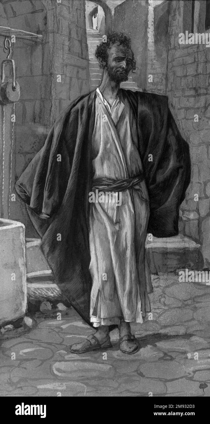 Judas Iscariot (Judas Iscariote) James Tissot (Französisch, 1836-1902). Judas Iscariot (Judas Iscariote), 1886-1894. Undurchsichtige Aquarelle über Graphit auf grauem gewebtem Papier, Bild: 11 1/16 x 6 Zoll (28,1 x 15,2 cm). Europäische Art. 1886-1894 Stockfoto