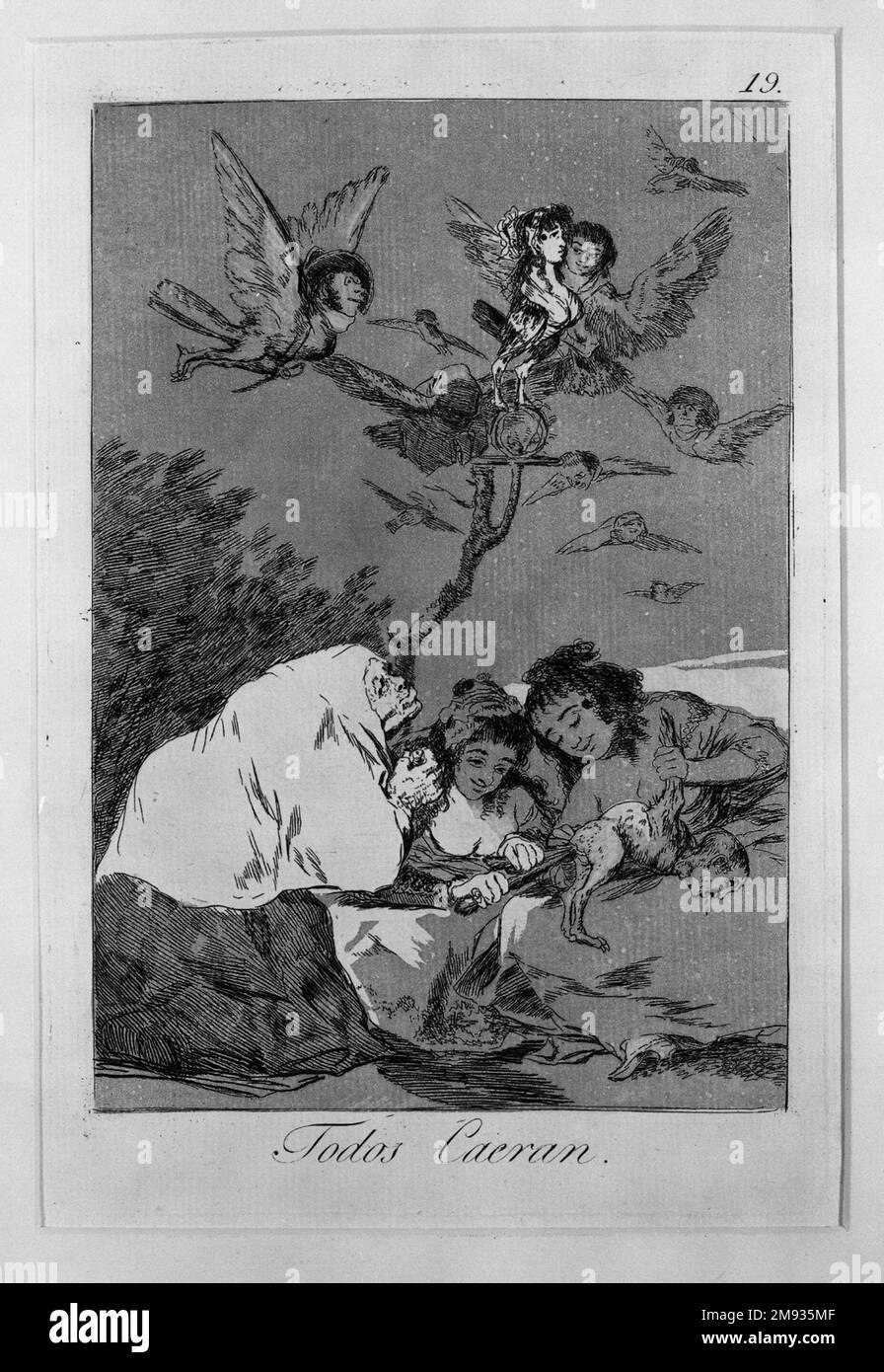All will Fall (Todos caerán) Francisco de Goya y Lucientes (Spanisch, 1746-1828). , 1797-1798. Ätzen und Aquatint auf Laienpapier, Blatt: 11 7/8 x 8 cm (30,2 x 20,3 cm). Europäische Art. 1797-1798 Stockfoto