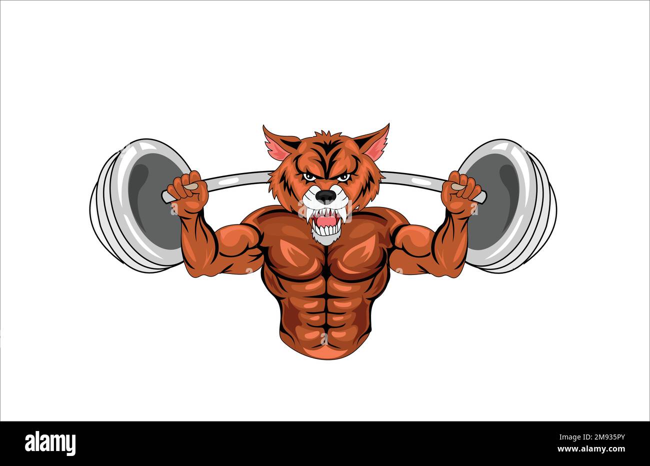 Tiger Bodybuilding Maskottchen Vektordarstellung Stock Vektor