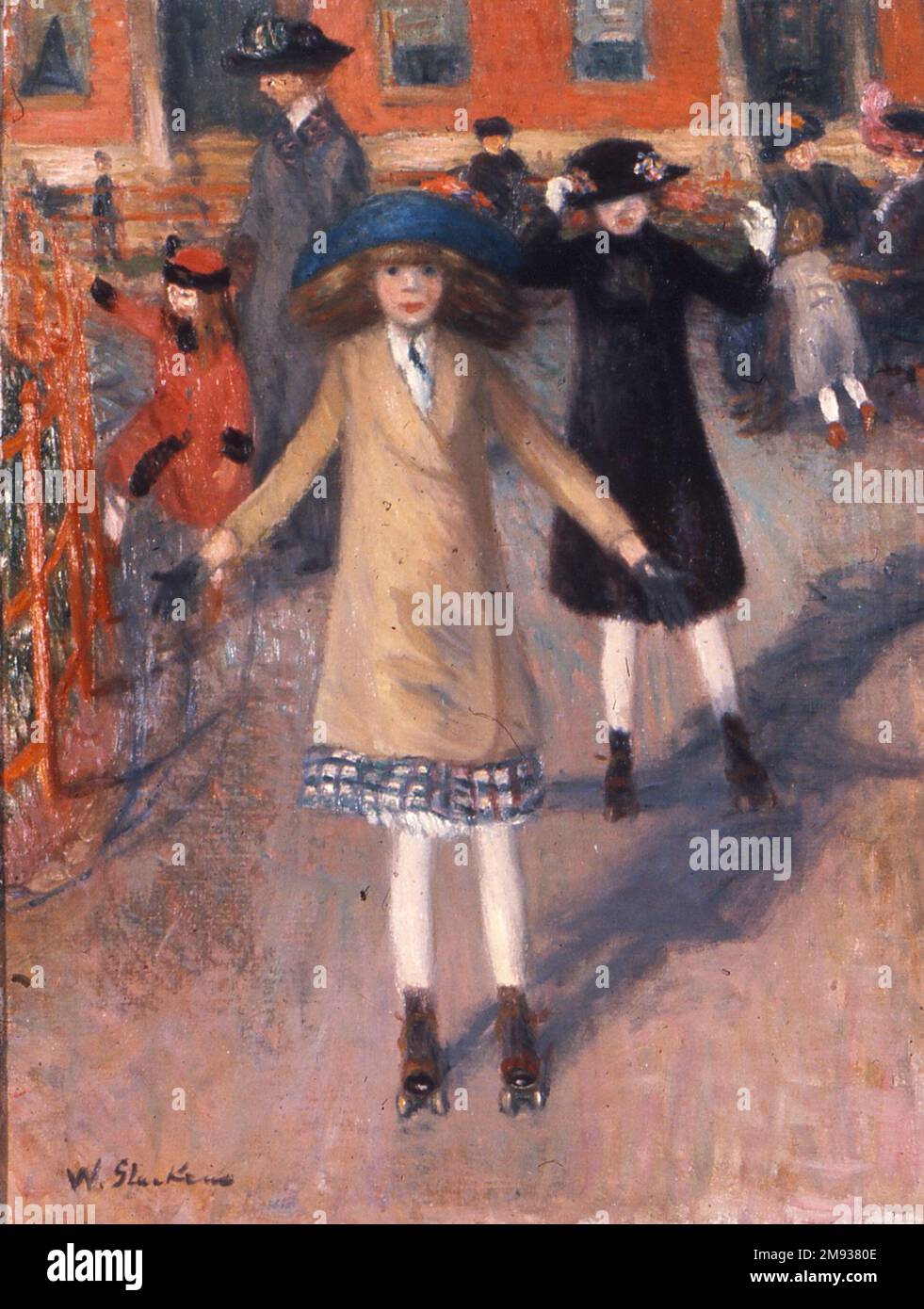 Kinder Rollerskating William Glackens (Amerikanisch, 1870-1938). Kinder Rollschuhlaufen, ca. 1912-14. Öl auf Segeltuch, 23 3/4 x 17 15/16 Zoll (60,3 x 45,6 cm). Amerikanische Kunst ca. 1912-14 Stockfoto