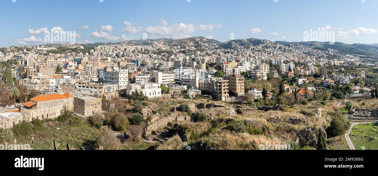 Blick über Byblos vom Kreuzritter-Schloss, Libanon Stockfoto