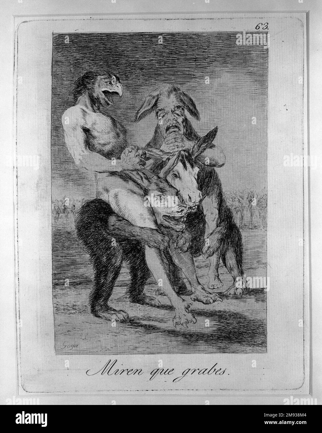 Miren Que Grabes Francisco de Goya y Lucientes (Spanisch, 1746-1828). , 1797-1798. Ätzen und Aquatint auf Laienpapier, Blatt: 11 7/8 x 8 cm (30,2 x 20,3 cm). Europäische Art. 1797-1798 Stockfoto