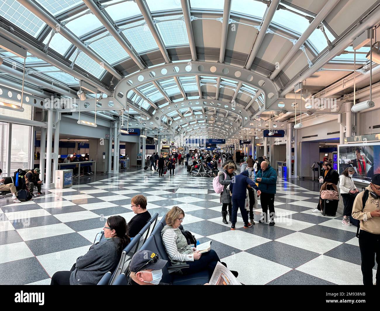 Innenseite des Chicago O'Hare Airport Stockfoto
