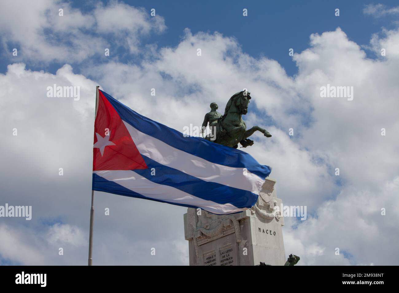 Das Antonio Maceo Monument ist eine Bronzestatue aus dem Jahr 1916 des italienischen Bildhauers Doménico Boni im Viertel San Lázaro und Malecón Stockfoto